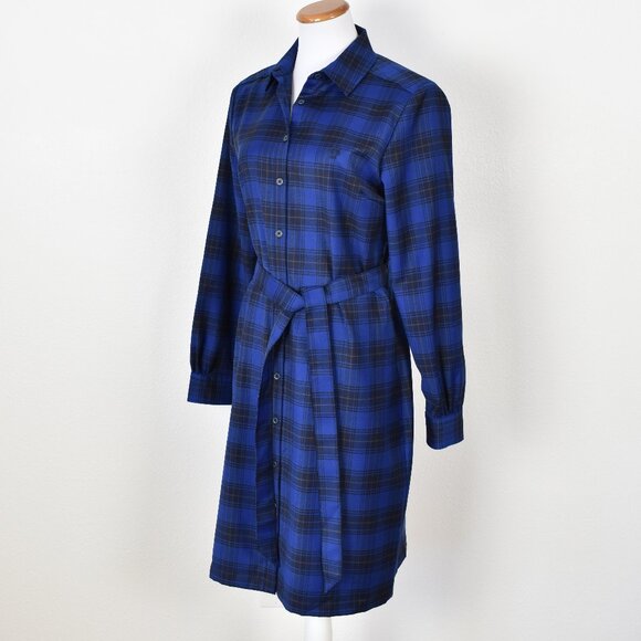Brooks Brothers Plaid Wool Belted Shirt Dress - 10 - Picture 3 of 9